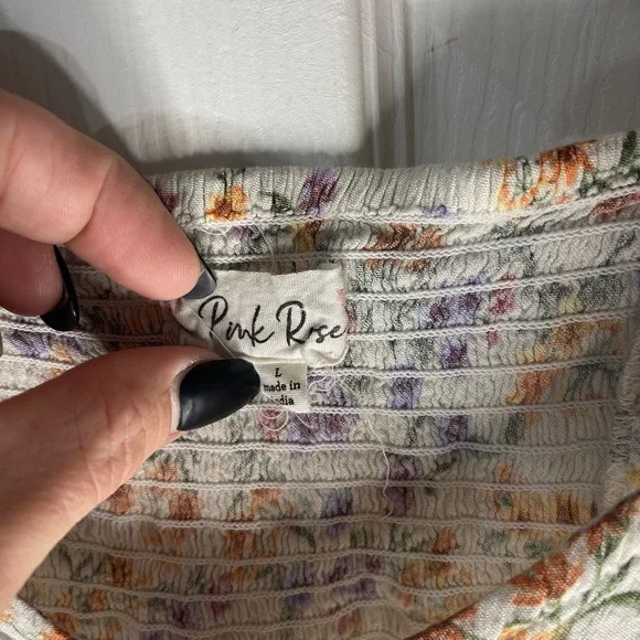 Pink Rose Ribbed Floral Top - Picture 2 of 4